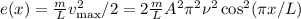 e(x) = \frac{m}{L}v_\text{max}^2/2 = 2\frac{m}{L}A^2\pi^2\nu^2\cos^2(\pi x/L)