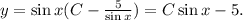 y=\sin x(C-\frac{5}{\sin x})=C\sin x-5.