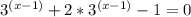 3^{(x-1)}+2*3^{(x-1)}-1=0