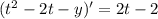 (t^2-2t-y)'=2t-2