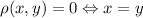 \rho(x,y)=0 \Leftrightarrow x=y