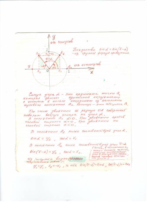 Яне понимаю, почему sin2a=sin(пи-2a) объясните , заранее .