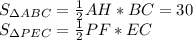 S_{\Delta ABC}= \frac{1}{2} AH*BC=30\\&#10;S_{\Delta PEC}= \frac{1}{2} PF*EC\\