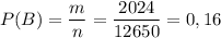 P(B) = \dfrac{m}{n} =\dfrac{2024}{12650} = 0,16