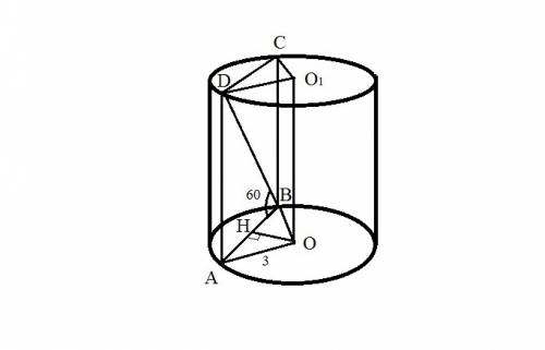 Паралельно осі циліндра проведено переріз площа якого дорівнює 12√3 см2. діагональ перерізу утворює