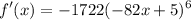 $f'(x)=-1722(-82x+5)^6$