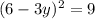 (6-3y)^2=9