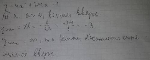 Исследовать функцию на максимум и минимум y=4x^2+24x-1