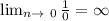 \lim_{n \to \ 0} \frac{1}{0} = \infty