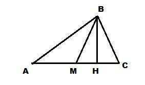 Втреугольнике авс вм -медиана и вh-высота. известно, что ас =76 и вс =вм найдите ah