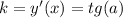 k=y'(x)=tg(a)