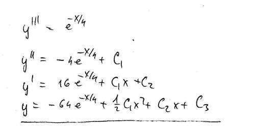 Деференцированное уравнение у три штрих=е -х/4