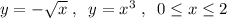 y=-\sqrt{x}\; ,\; \; y=x^3\; ,\; \; 0\leq x\leq 2