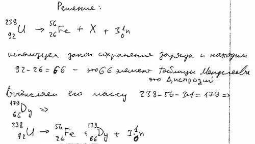 Один из осколков образующихся при делении ядра урана u238 92 ,является fe56 26 .определите число ней