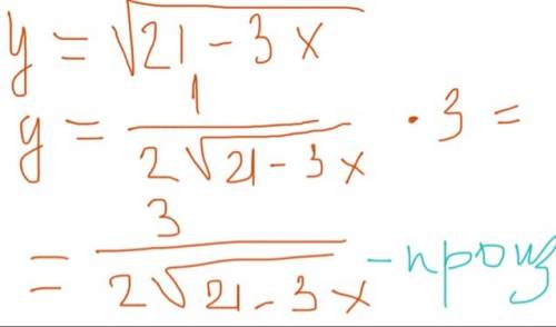 Найдите производную сложной функции y=(под один корень)21-3х
