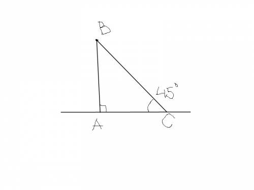 Из точки b проведена наклонная к плоскости под углом 45 градусов к ней.найти длину наклонной если пр