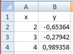 Розрахувати значення функції exsel y= (sin2x, x> или=3 (cos2x, x< 3 при значеннях аргументу (