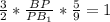 \frac{3}{2} * \frac{BP}{P B_{1} }* \frac{5}9} =1