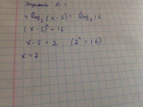 Укажите проимежуток которому пренадлижит корень уравнения 4log3 (x-5)=log3 16 умаляю надо