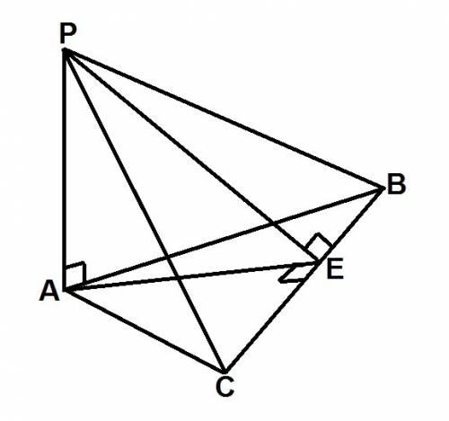 Прямая ap перпендикулярна плоскости,в которой расположен треугольник abc.расстояние от точки p до пр