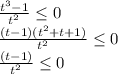 \frac{ t^{3} - 1 }{ t^{2} } \leq 0 \\ \frac{(t - 1)( t^{2} + t + 1) }{ t^{2} } \leq 0 \\ \frac{(t - 1)}{ t^{2} } \leq 0