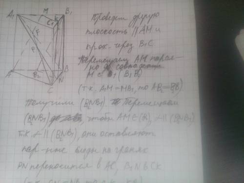 Вправильной треугольной призме abca1b1c1, с основанием abc и боковыми ребрами aa1 ,bb1 ,cc1, точка m