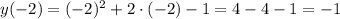 y(-2)=(-2)^2+2\cdot(-2)-1=4-4-1=-1