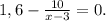 1,6- \frac{10}{x-3} =0.