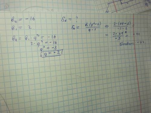 Впрогрессии четвертый член равен (-16),а первый член равен 2. найдите сумму первых шести членов прог