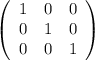 \displaystyle \left(\begin{array}{ccc}1&0&0\\ 0&1&0\\ 0&0&1\end{array}\right)