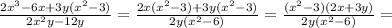 \frac{2 x^{3}-6x+3y( x^{2} -3) }{2 x^{2} y-12y}= \frac{2x( x^{2} -3)+3y( x^{2} -3)}{2y( x^{2} -6)}= \frac{( x^{2} -3)(2x+3y)}{2y( x^{2} -6)}=