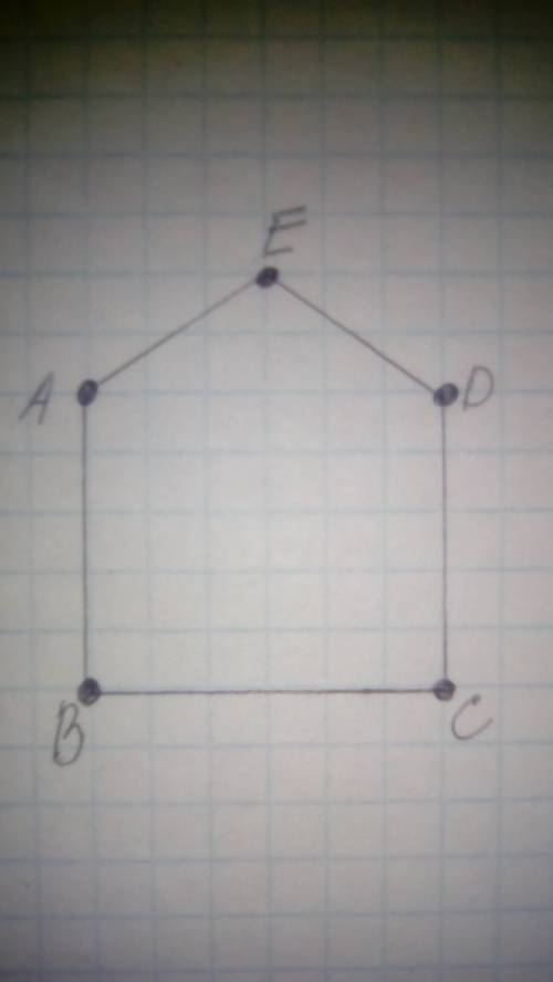 Начертите пятиугольник abcde, у которого ав перпендикулярны вс и вс перпендикулярны сd