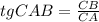 tgCAB= \frac{CB}{CA}