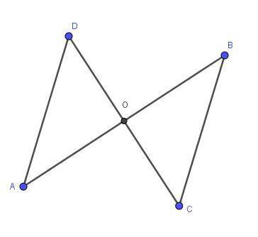 Отрезки ав и сд пересекаются в точке о и делятся этой точкой пополам.докажите что треугольник аод=тр