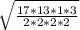 \sqrt{ \frac{17 * 13 * 1 * 3}{2*2*2*2} }