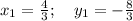 x_1=\frac{4}{3} ;\,\,\,\,\,\, y_1=- \frac{8}{3}