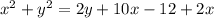 x^2+y^2=2y+10x-12+2x