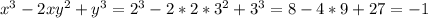 x^3-2xy^2+y^3=2^3-2*2*3^2+3^3=8-4*9+27=-1