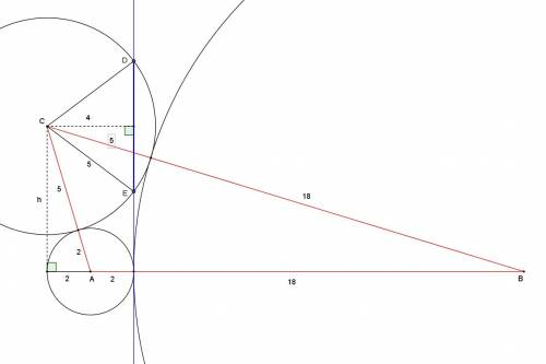 Три окружности радиусов 2, 18, 5 касаются попарно друг друга внешним образом. найти длину хорды, отс