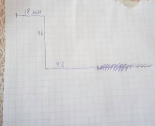 Побудуйте ламану mnks так, щоб mn= 18мм, nk= 46мм, ks= 46мм. обчисліть довжину ламаної. нужно