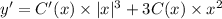 y'=C'(x)\times |x|^3+3C(x)\times x^2