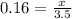 0.16= \frac{x}{3.5}