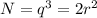 N = q^3 = 2r^2