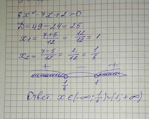 Решите неравенство : 6x^2-7x+2> 0