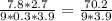 \frac{7.8*2.7}{9*0.3*3.9} = \frac{70.2}{9*3.9} &#10;&#10;