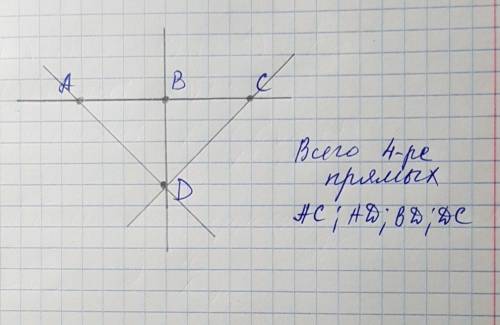 Отметьте точки a, b, c, d так, чтобы точки a, b, c лежали на одной прямой, а точка d не лежала на не