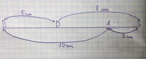 Отметь на одной премой a b c d так чтобы расстояние между a и b было равно 10 см между a и c 3 см ме