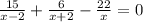 \frac{15}{x-2} + \frac{6}{x+2} - \frac{22}{x} = 0