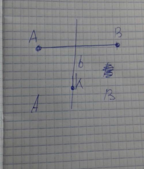 Начертите отрезок ab. отмерьте точку k так , что бы точки a, b и k не принадлежали одной прямой. про