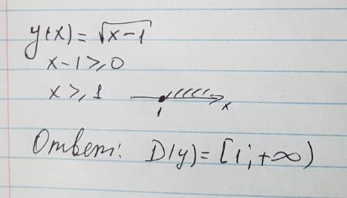 Найдите область определения функции y(x)=√x(-1)